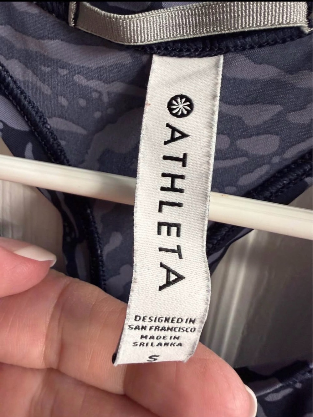Athleta Navy Patterned Racerback Tank Top - Picture 3 of 5